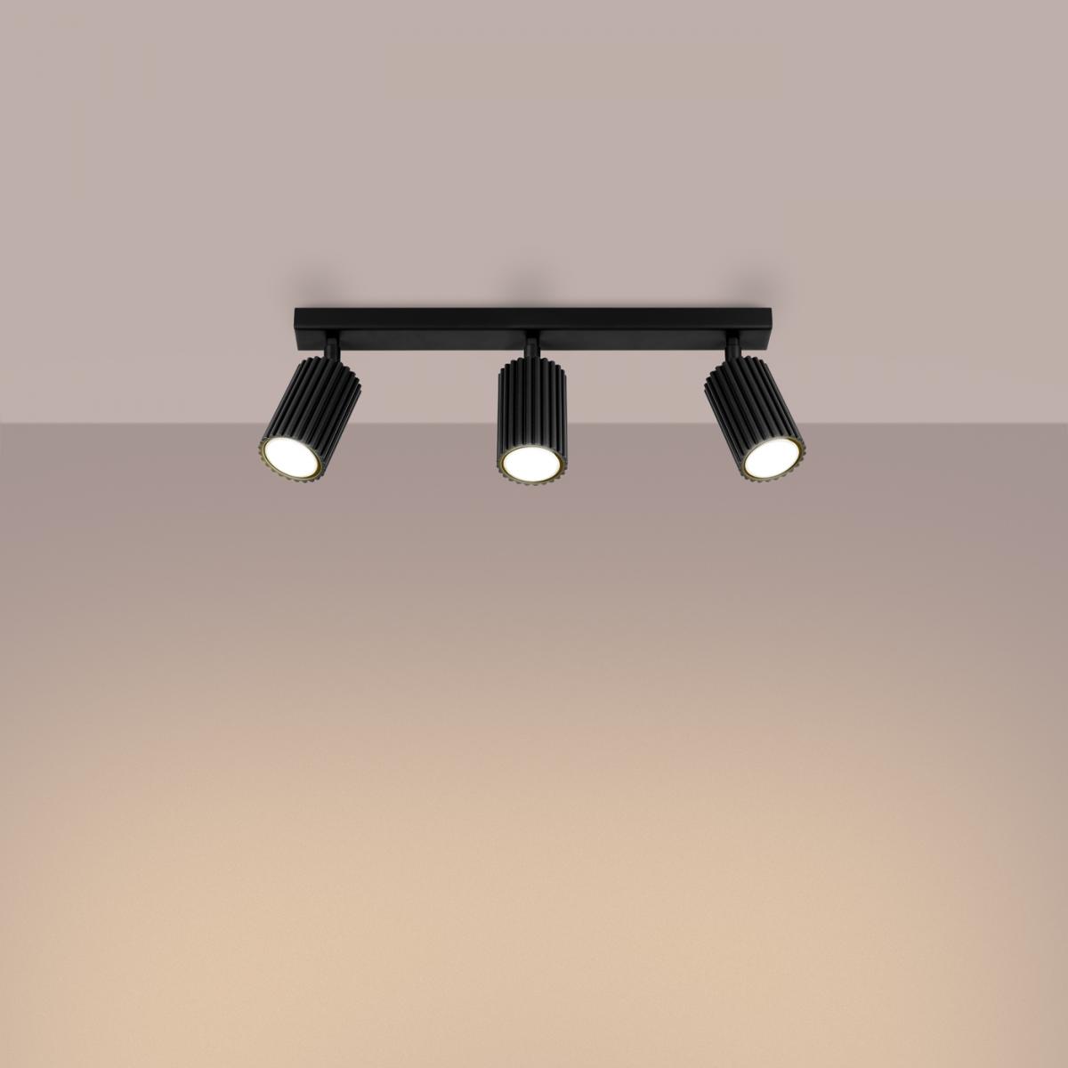 Sollux Lámpara de techo KARBON 3L negra N/A