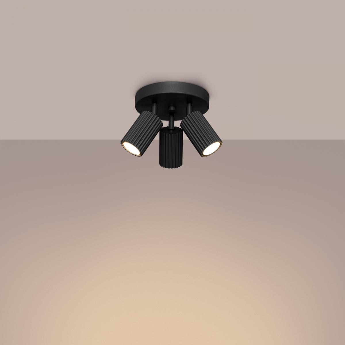 Sollux Lámpara de techo KARBON 3P negra N/A