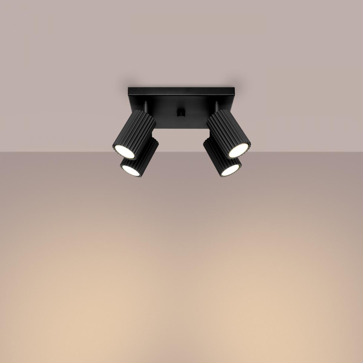 Sollux Lámpara de techo KARBON 4 negra N/A