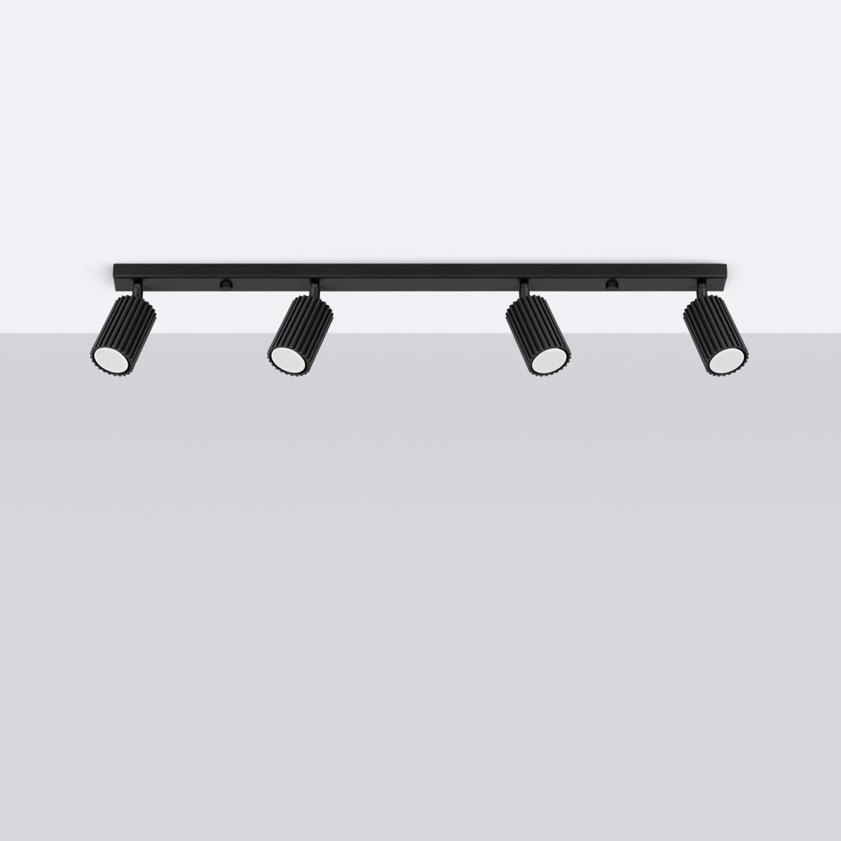 Sollux Lámpara de techo KARBON 4L negra N/A