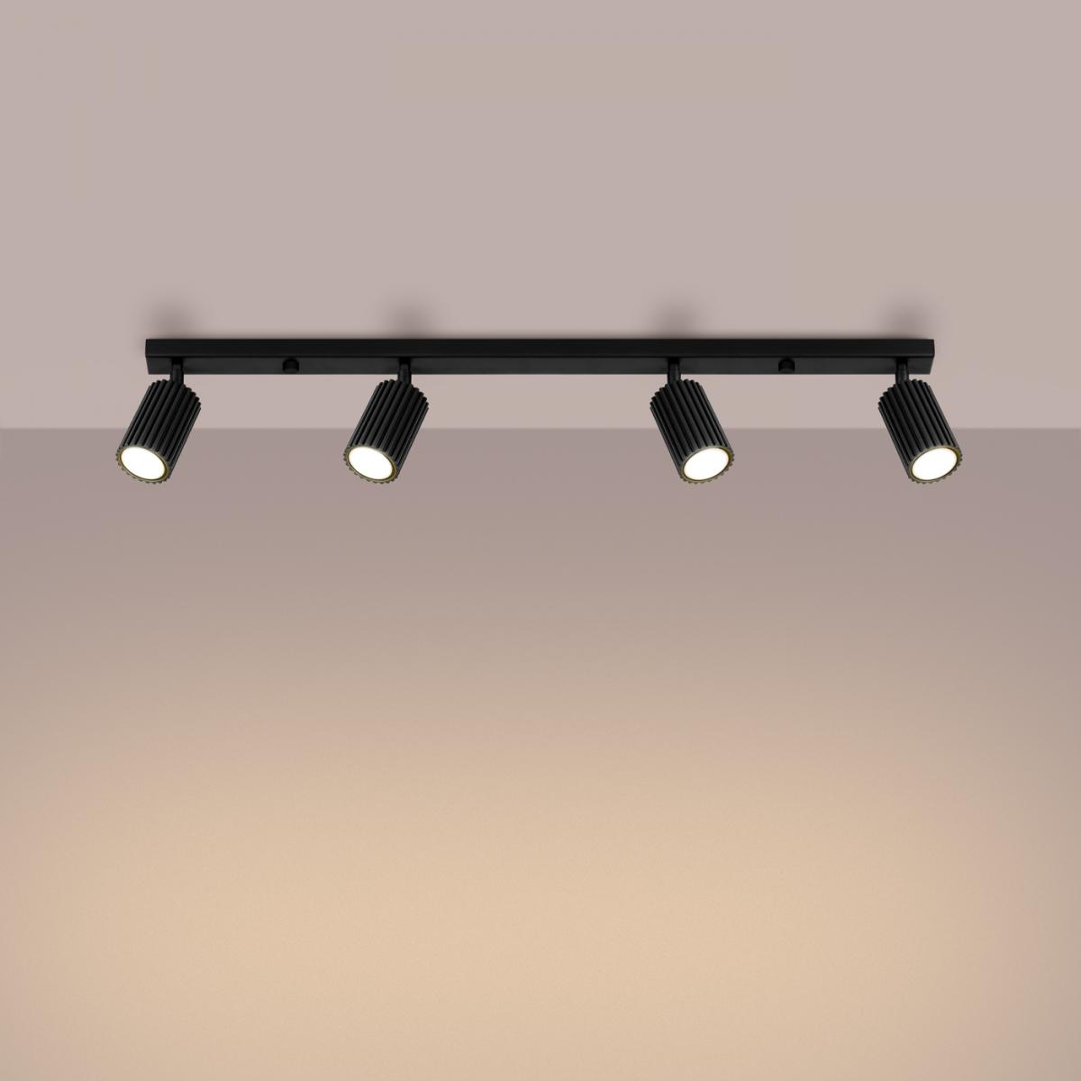 Sollux Lámpara de techo KARBON 4L negra N/A