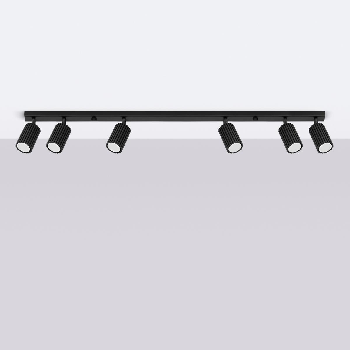 Sollux Lámpara de techo KARBON 6L negra N/A