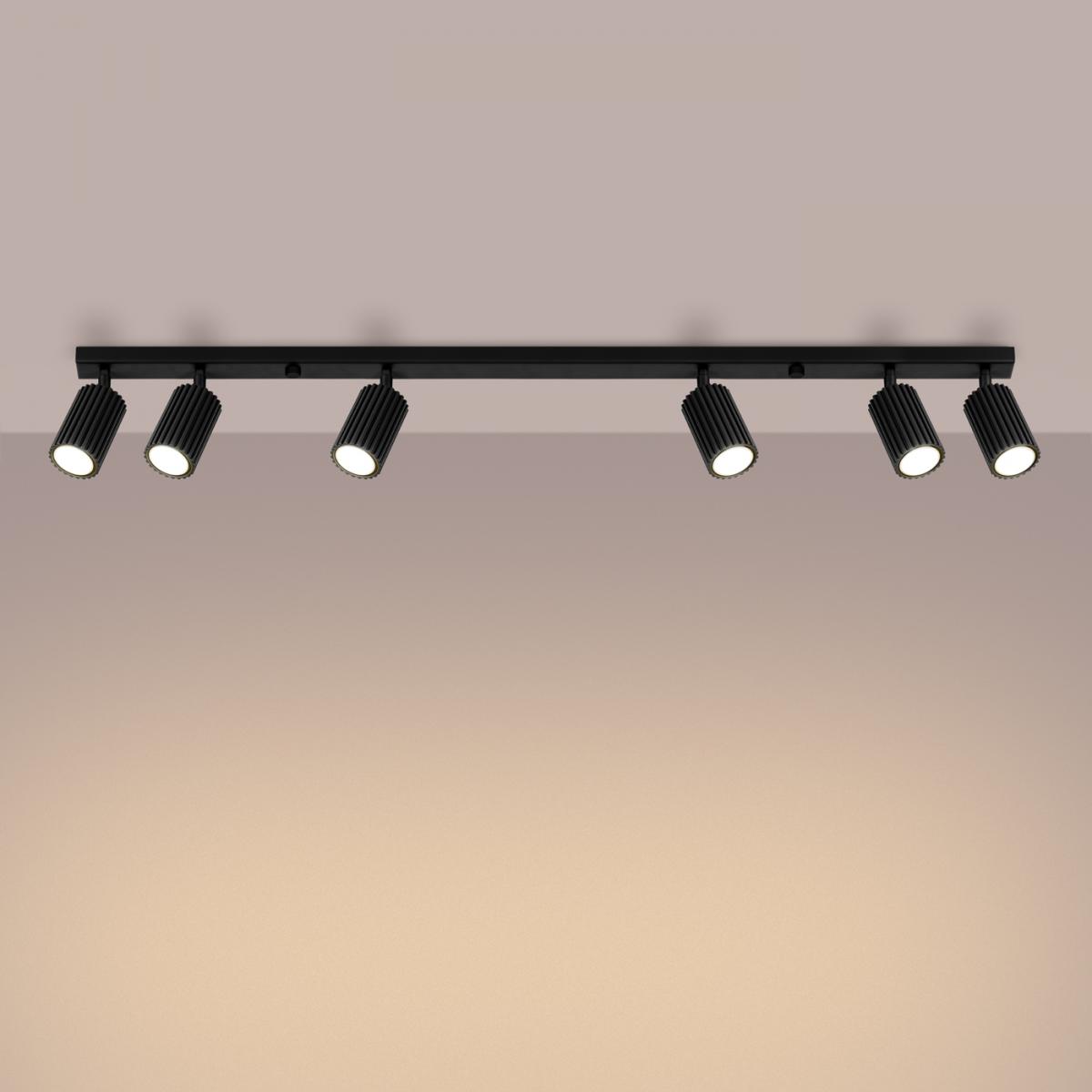 Sollux Lámpara de techo KARBON 6L negra N/A