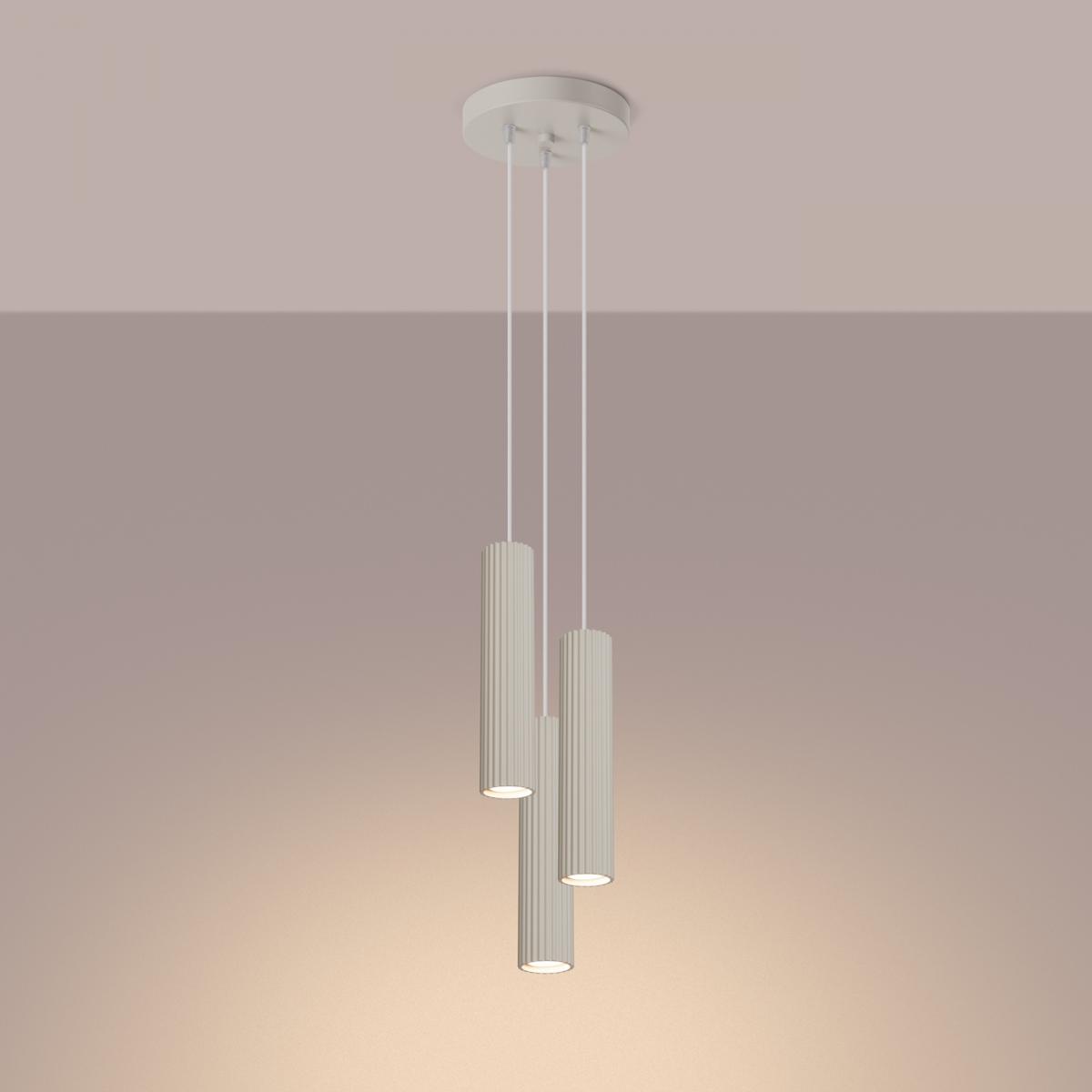 Sollux Lámpara colgante KARBON 3P beige N/A