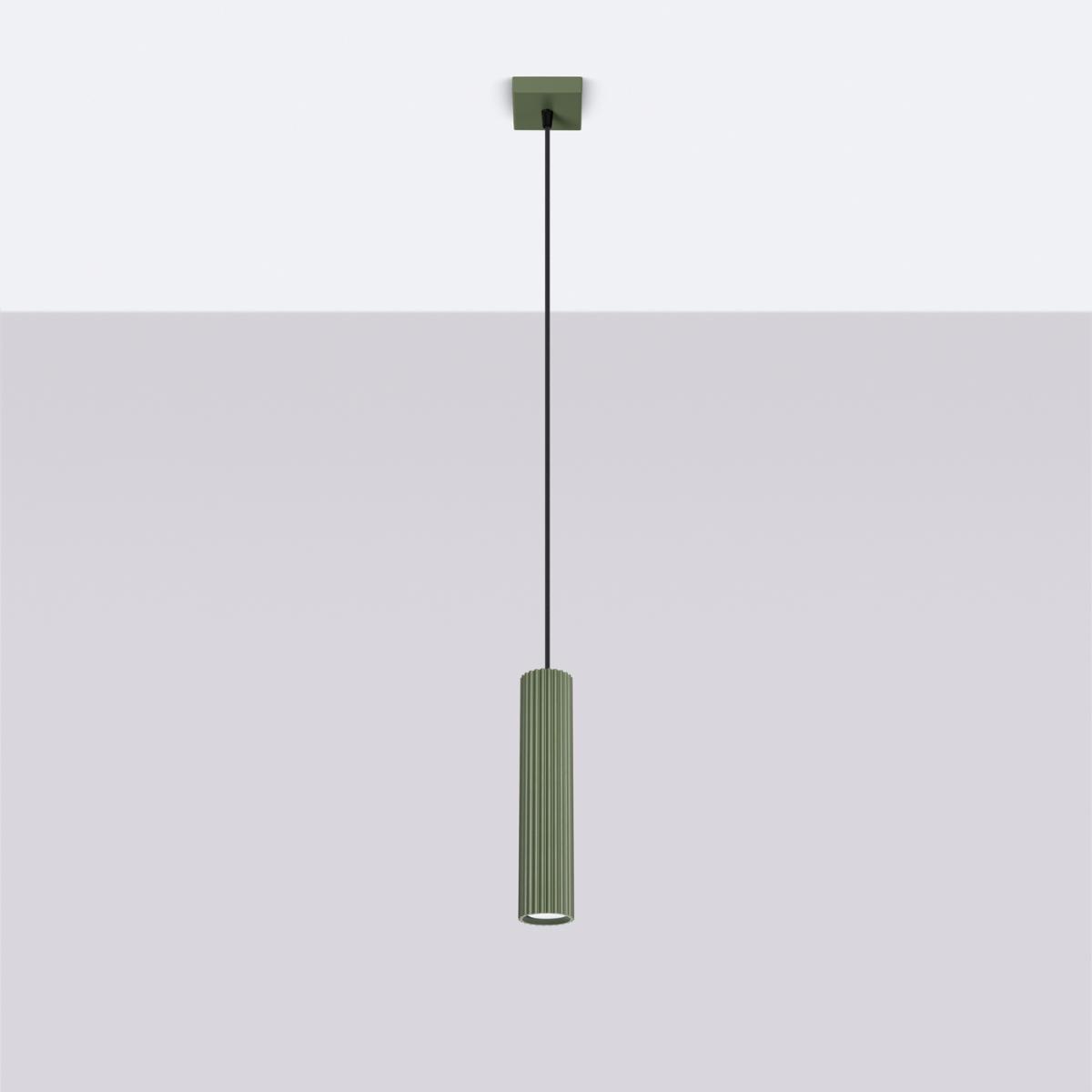 Sollux Lámpara colgante KARBON 1 verde oliva N/A