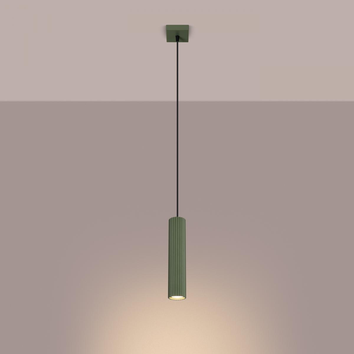 Sollux Lámpara colgante KARBON 1 verde oliva N/A