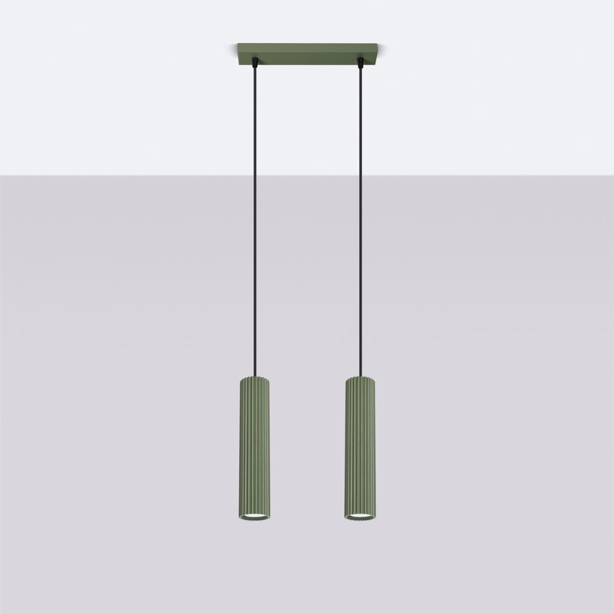 Sollux Lámpara colgante KARBON 2 verde oliva N/A