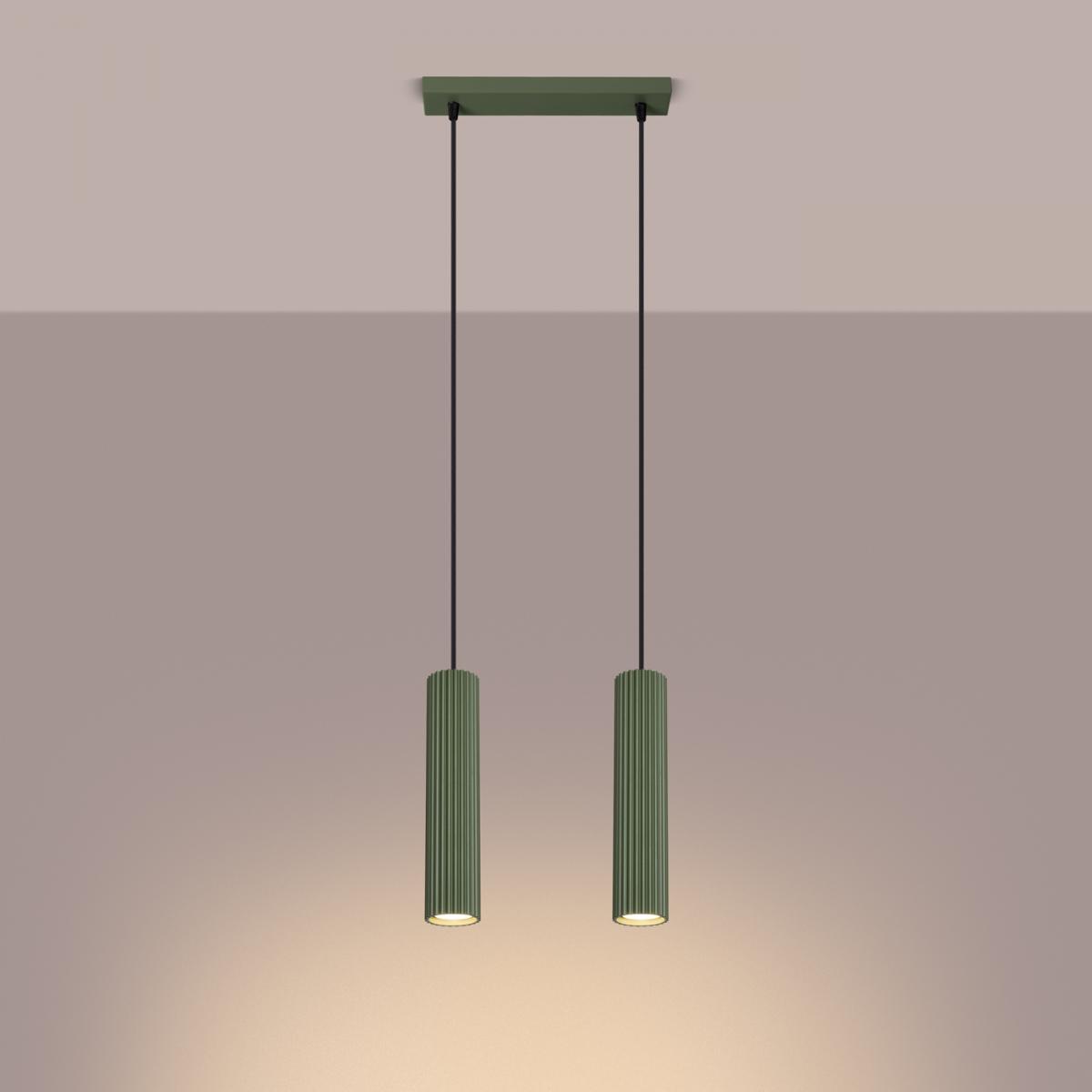 Sollux Lámpara colgante KARBON 2 verde oliva N/A