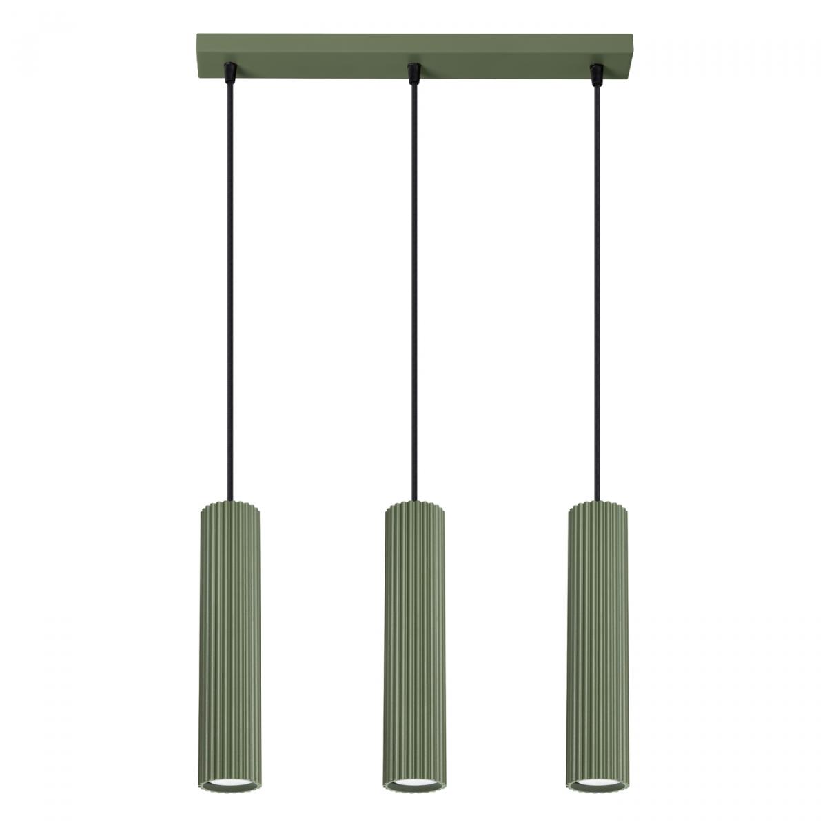 Sollux Lámpara colgante KARBON 3L verde oliva N/A