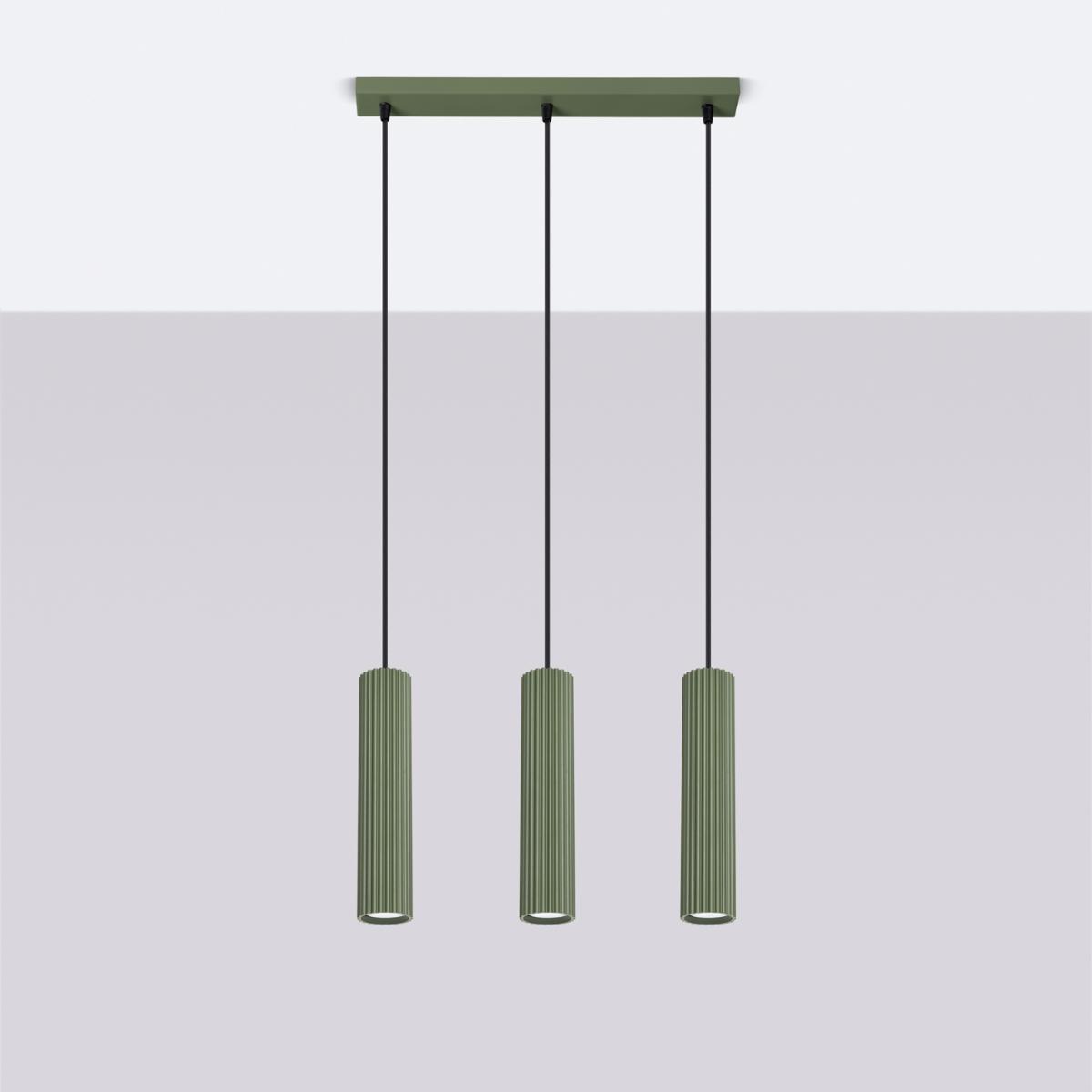 Sollux Lámpara colgante KARBON 3L verde oliva N/A