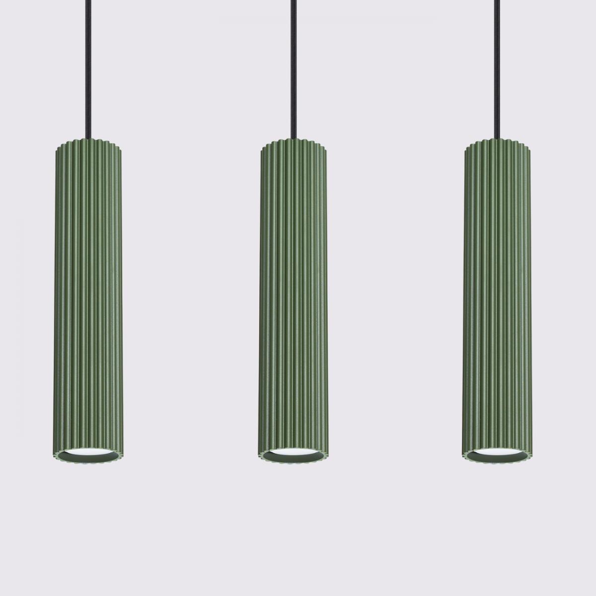 Sollux Lámpara colgante KARBON 3L verde oliva N/A