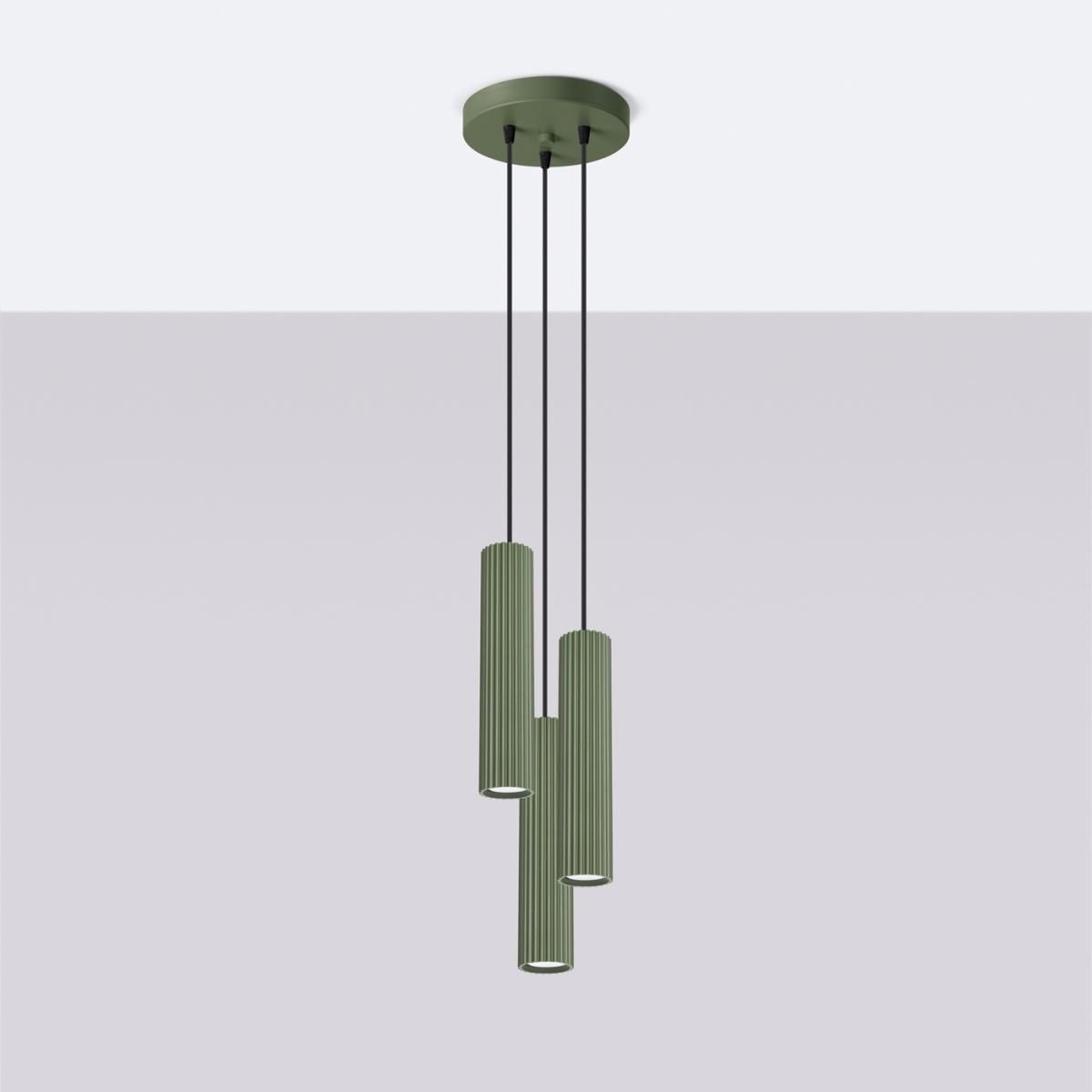 Sollux Lámpara colgante KARBON 3P verde oliva N/A