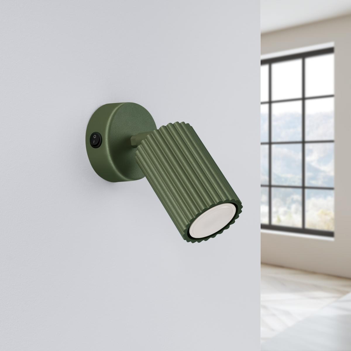 Sollux Aplique KARBON verde oliva con interruptor N/A