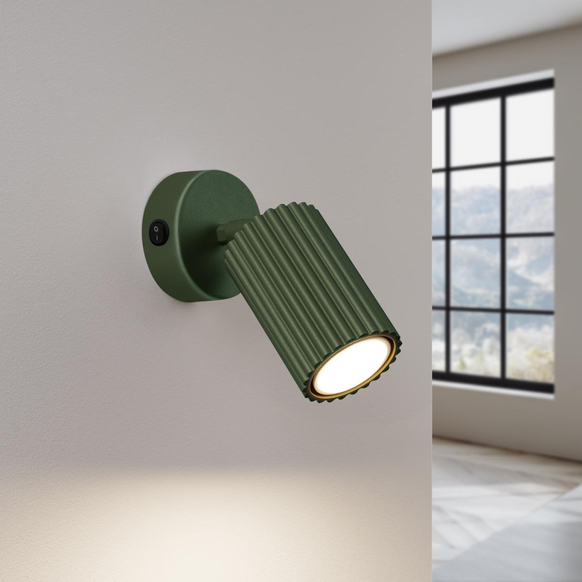 Sollux Aplique KARBON verde oliva con interruptor N/A