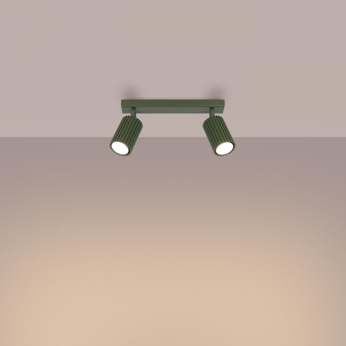 Sollux Lámpara de techo KARBON 2 verde oliva N/A