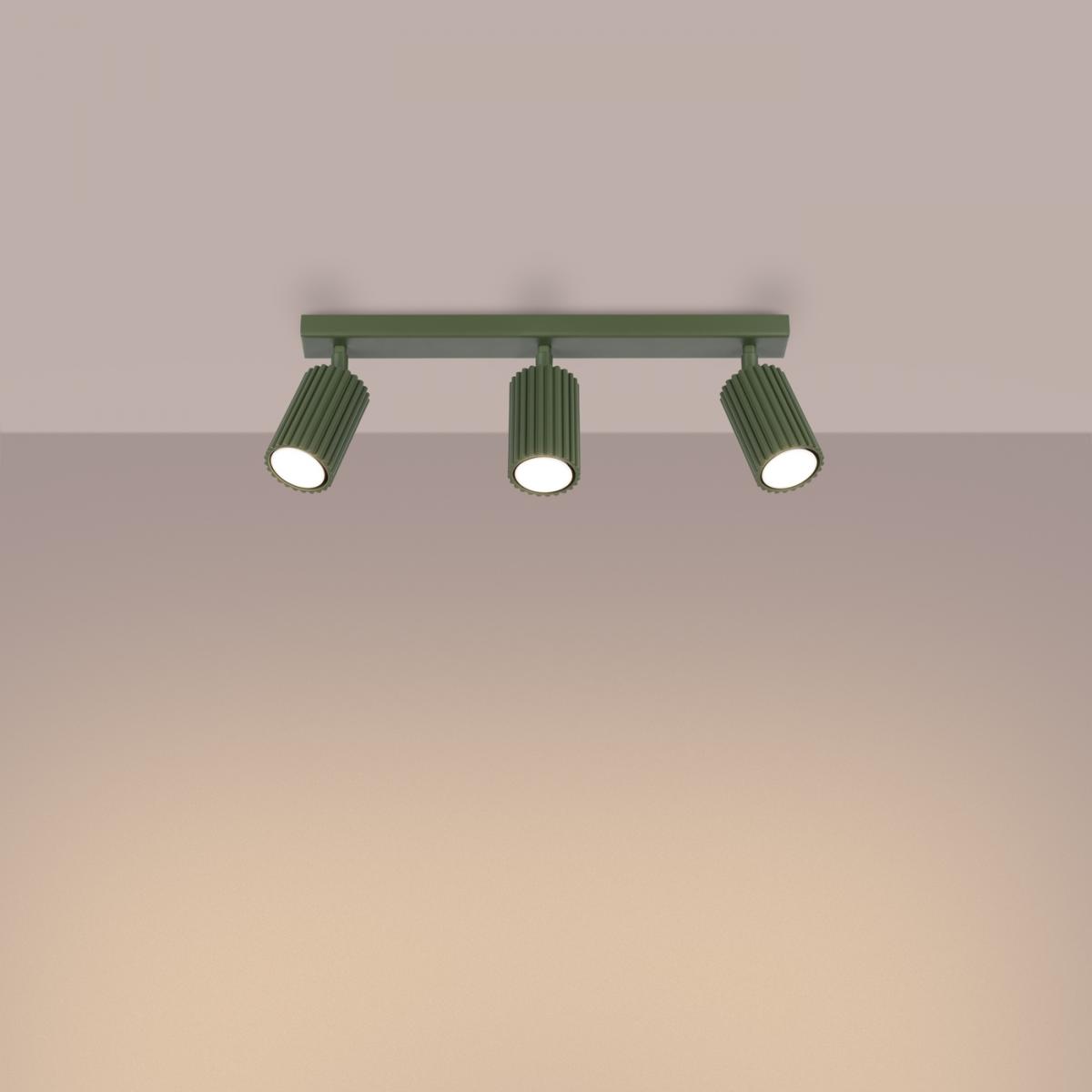 Sollux Lámpara de techo KARBON 3L verde oliva N/A