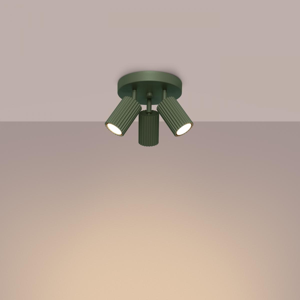 Sollux Lámpara de techo KARBON 3P verde oliva N/A