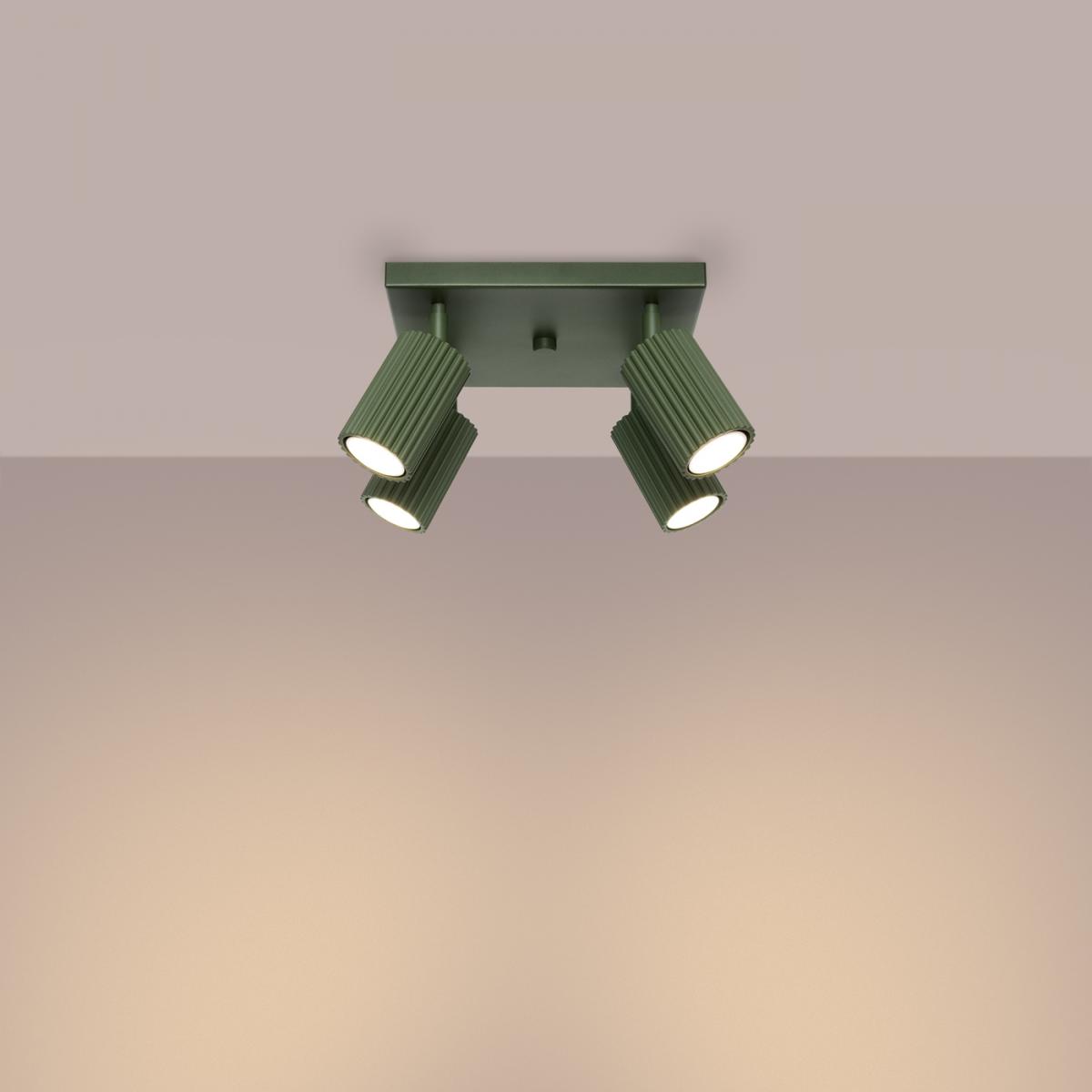 Sollux Lámpara de techo KARBON 4 verde oliva N/A
