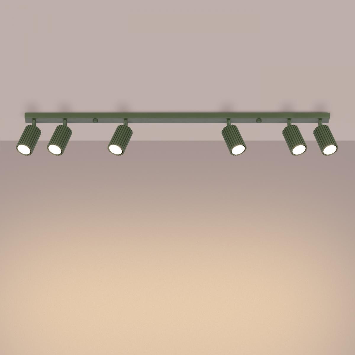 Sollux Lámpara de techo KARBON 6L verde oliva N/A