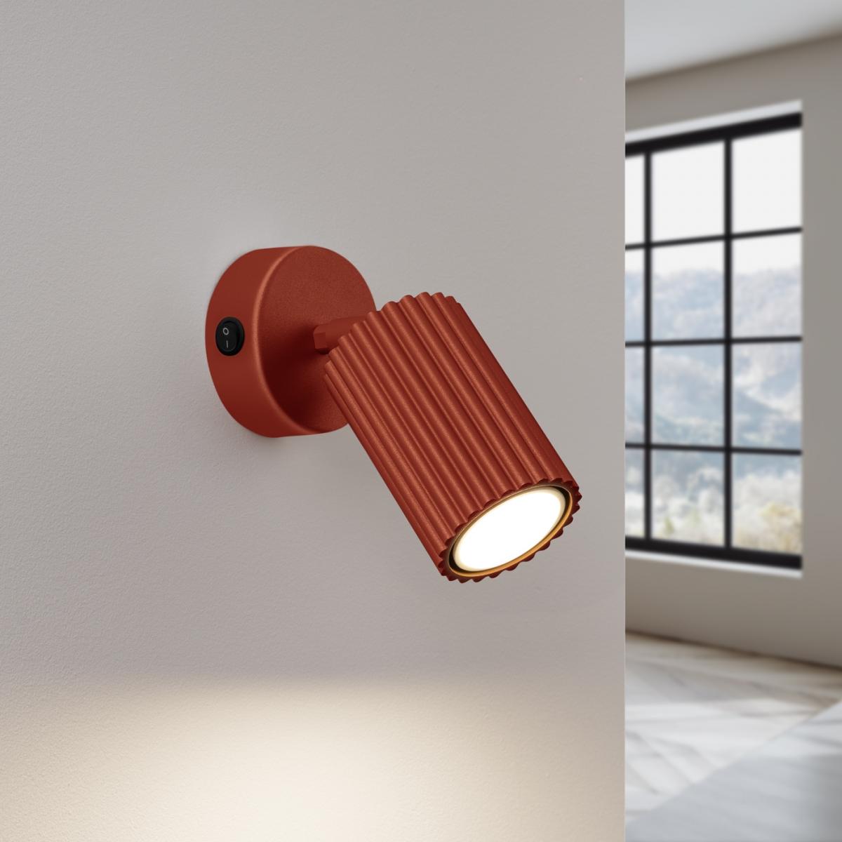 Sollux Aplique KARBON rojo ocre con interruptor N/A