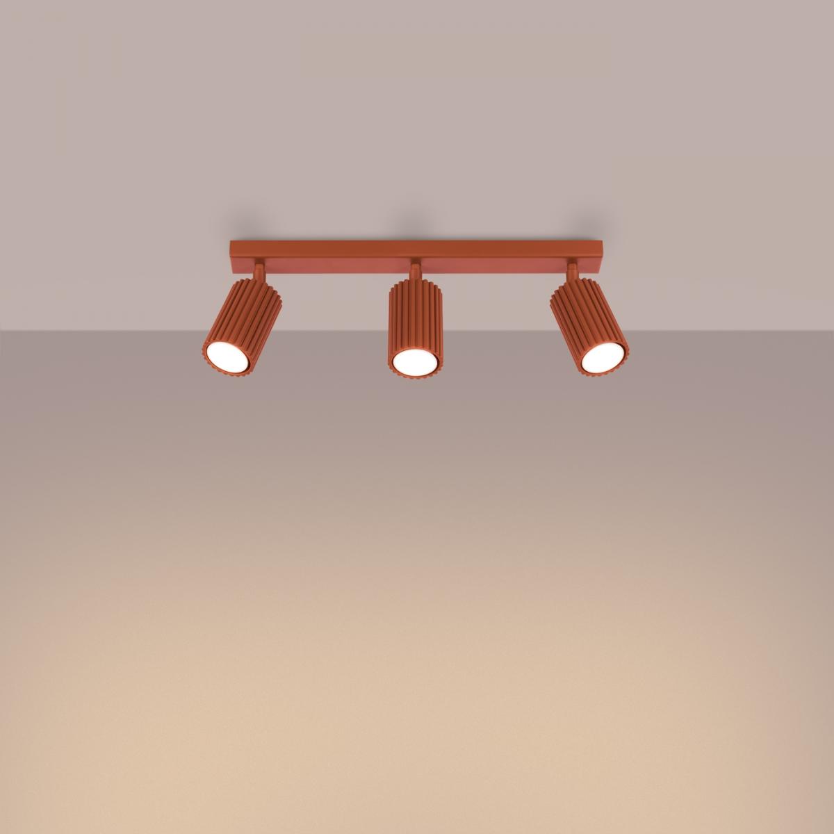 Sollux Lámpara de techo KARBON 3L rojo ocre N/A