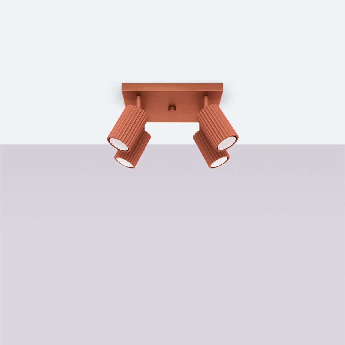 Sollux Lámpara de techo KARBON 4 rojo ocre N/A