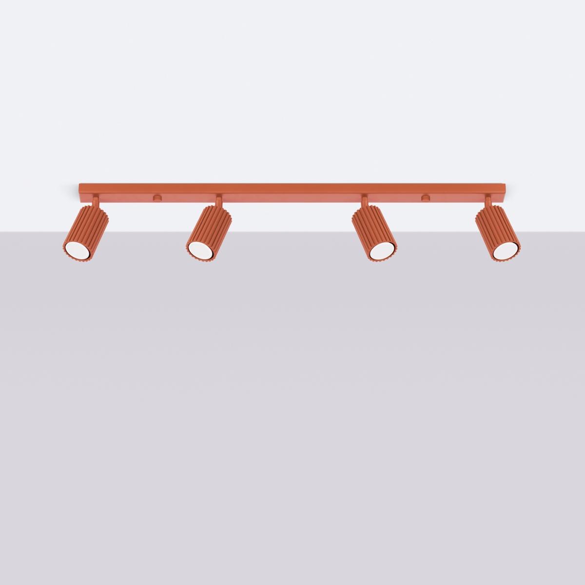 Sollux Lámpara de techo KARBON 4L rojo ocre N/A