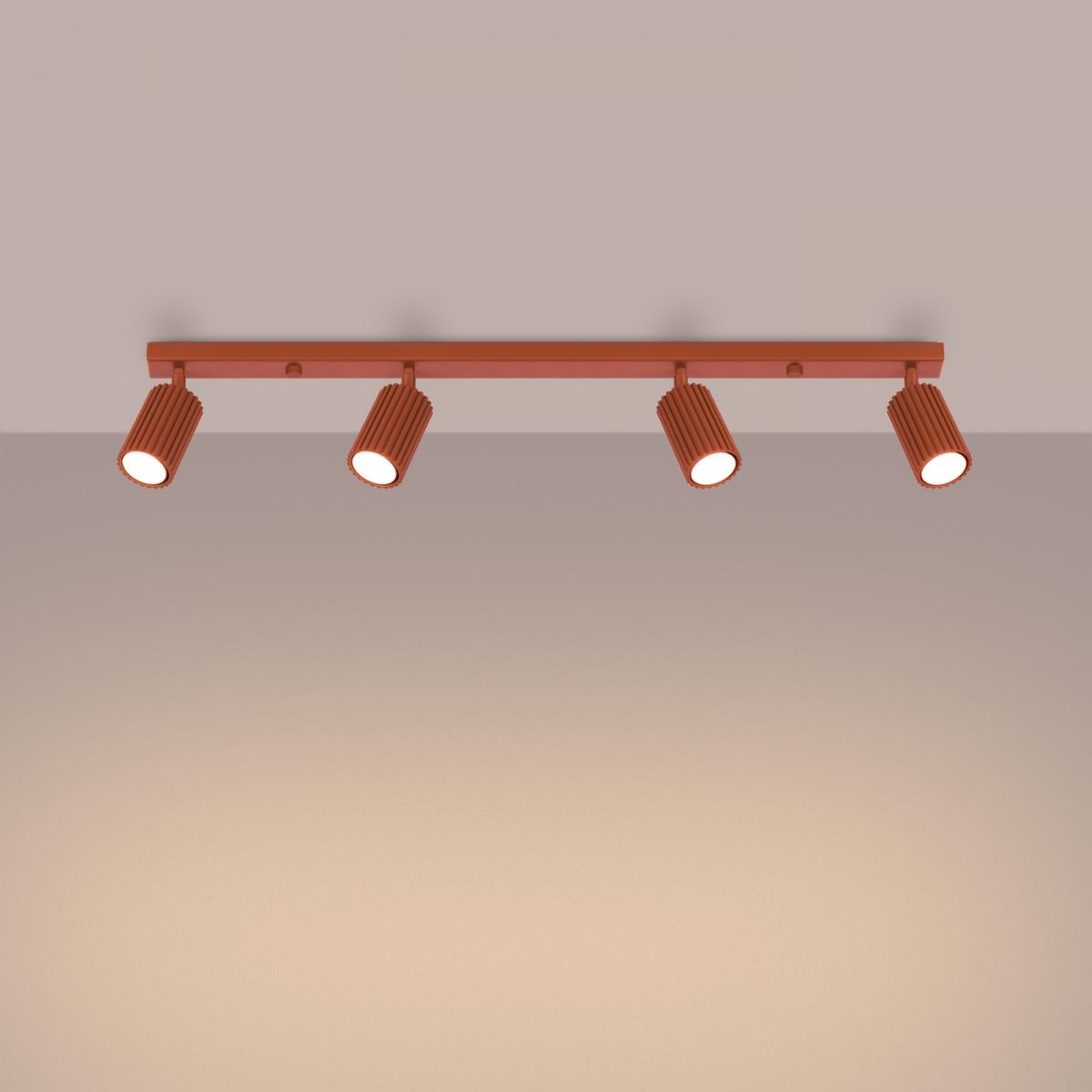 Sollux Lámpara de techo KARBON 4L rojo ocre N/A