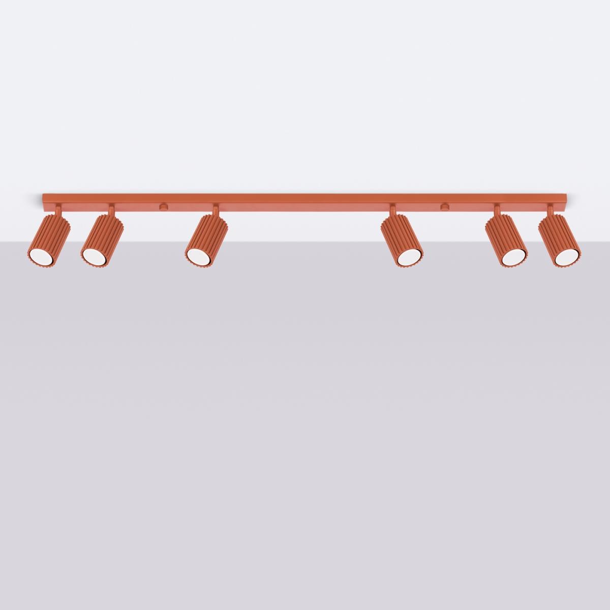 Sollux Lámpara de techo KARBON 6L rojo ocre N/A