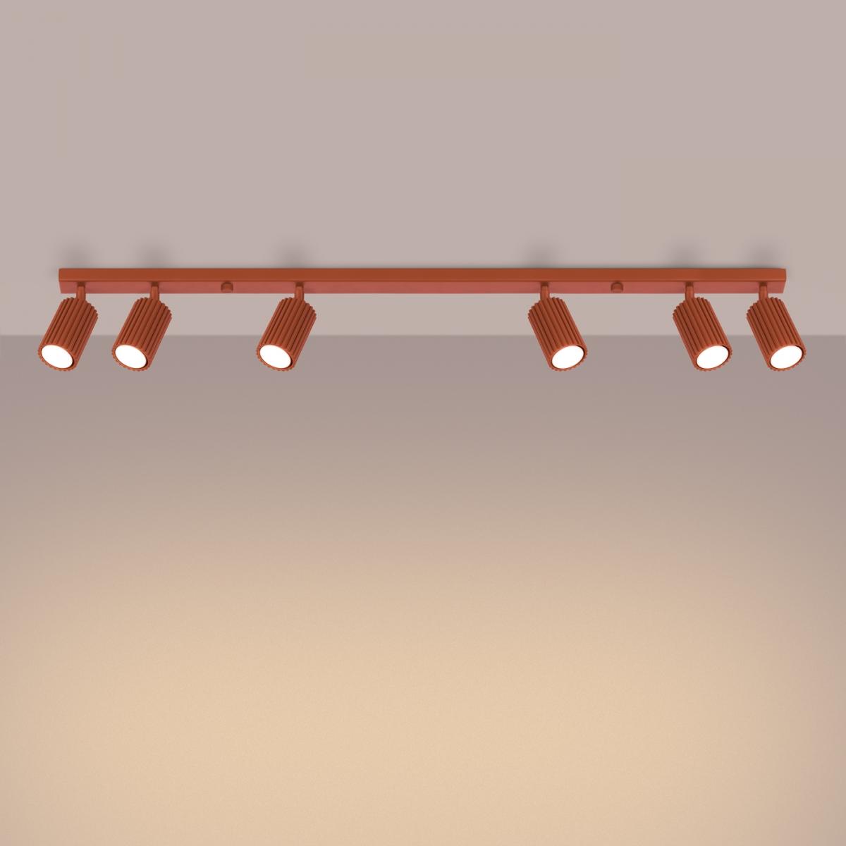 Sollux Lámpara de techo KARBON 6L rojo ocre N/A