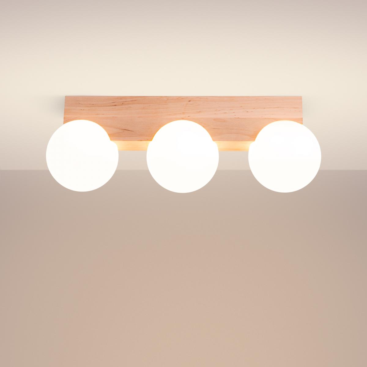 Sollux Lámpara de techo BULBO 3 madera natural No aplicable