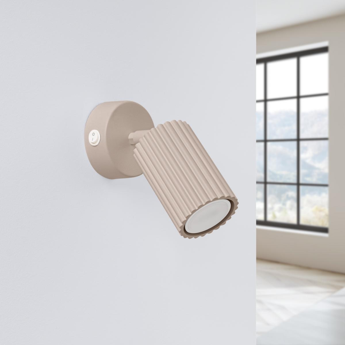 Sollux Lámpara de pared KARBON taupe con interruptor No aplicable
