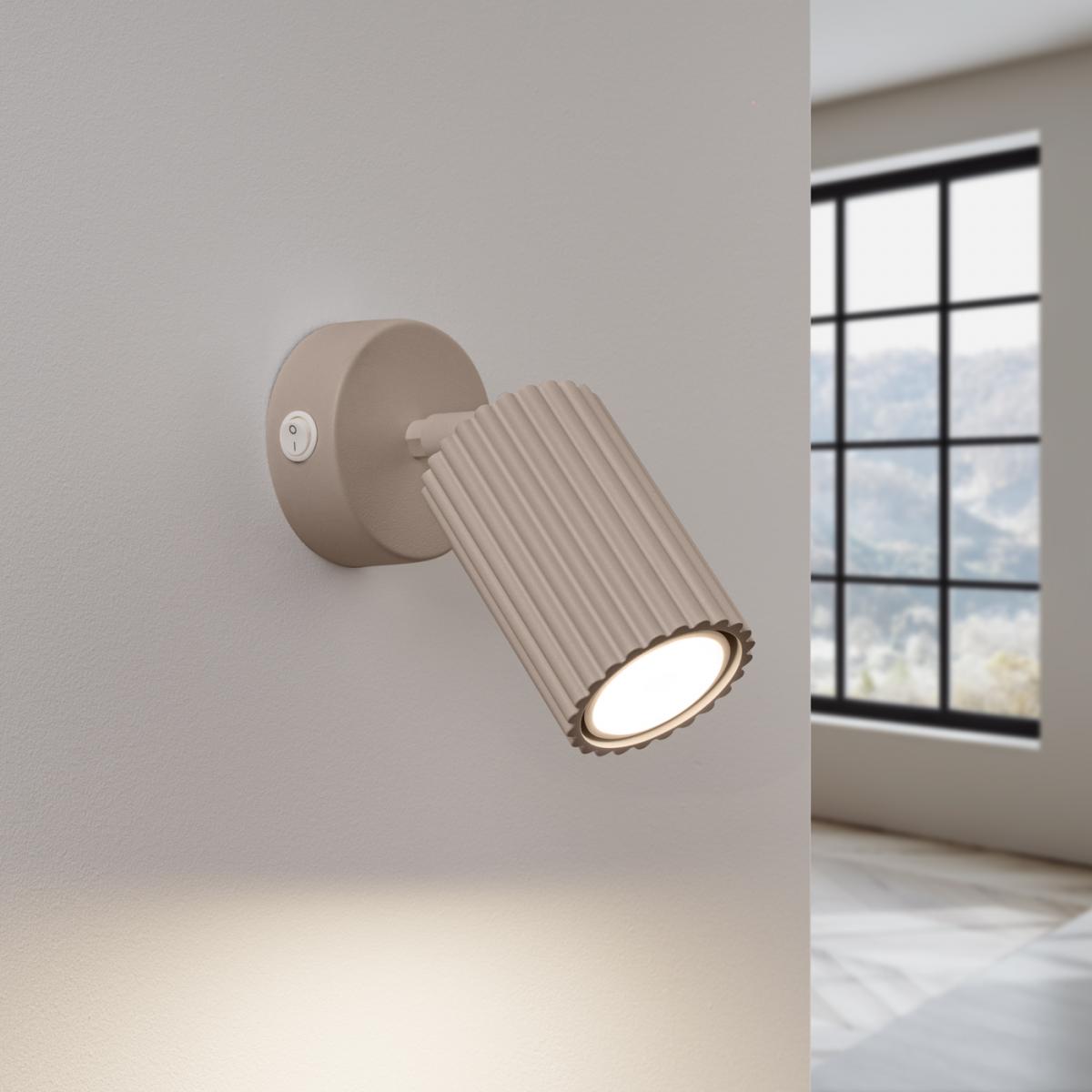 Sollux Lámpara de pared KARBON taupe con interruptor No aplicable