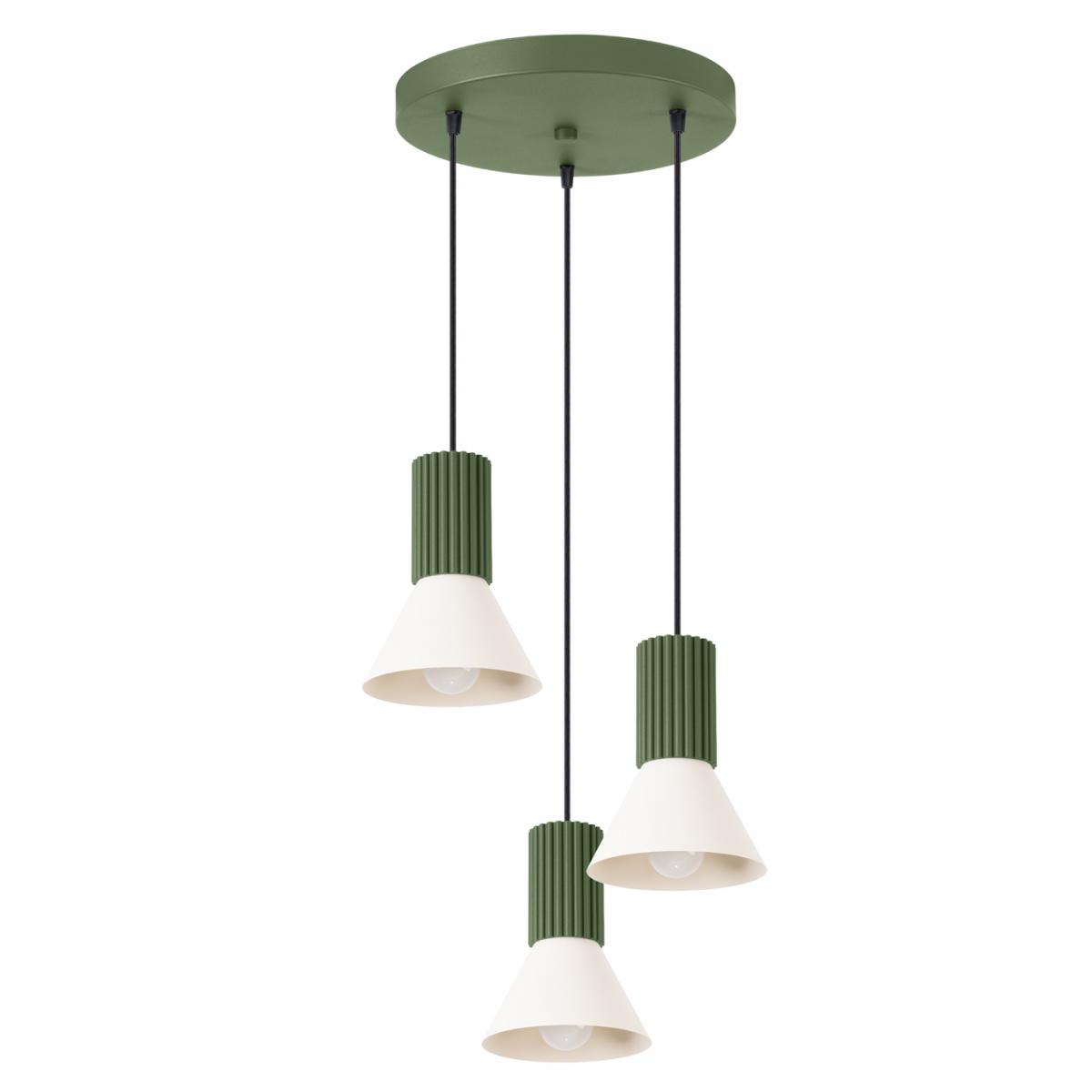 Sollux Lámpara colgante ESTRIA 3P beige/verde oliva No aplicable