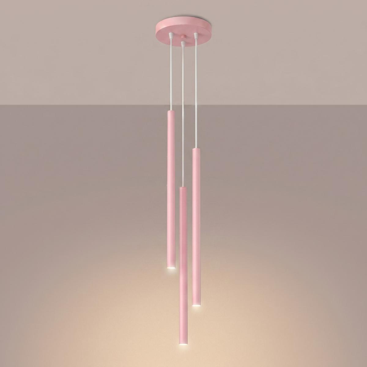 Sollux Lámpara colgante PASTELO 3P rosa 