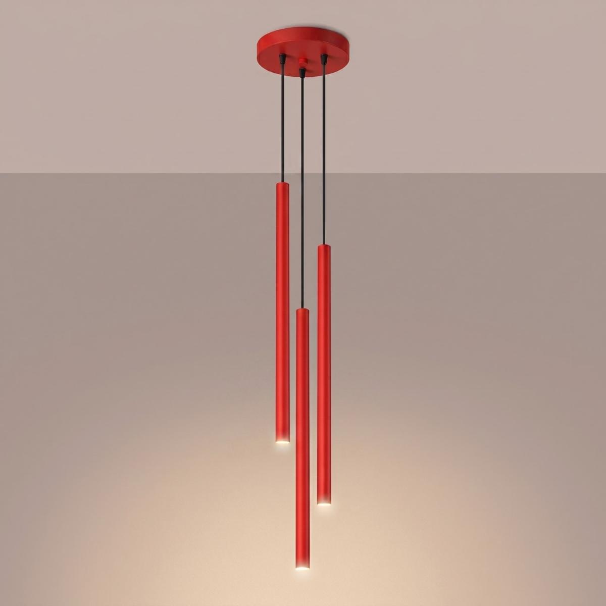 Sollux Lámpara colgante PASTELO 3P rojo 