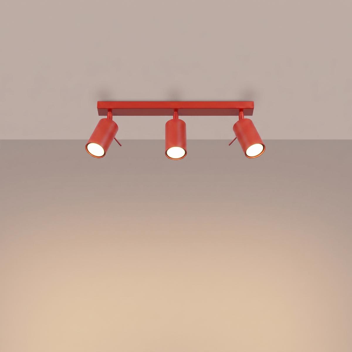Sollux Plafón RING 3L rojo 