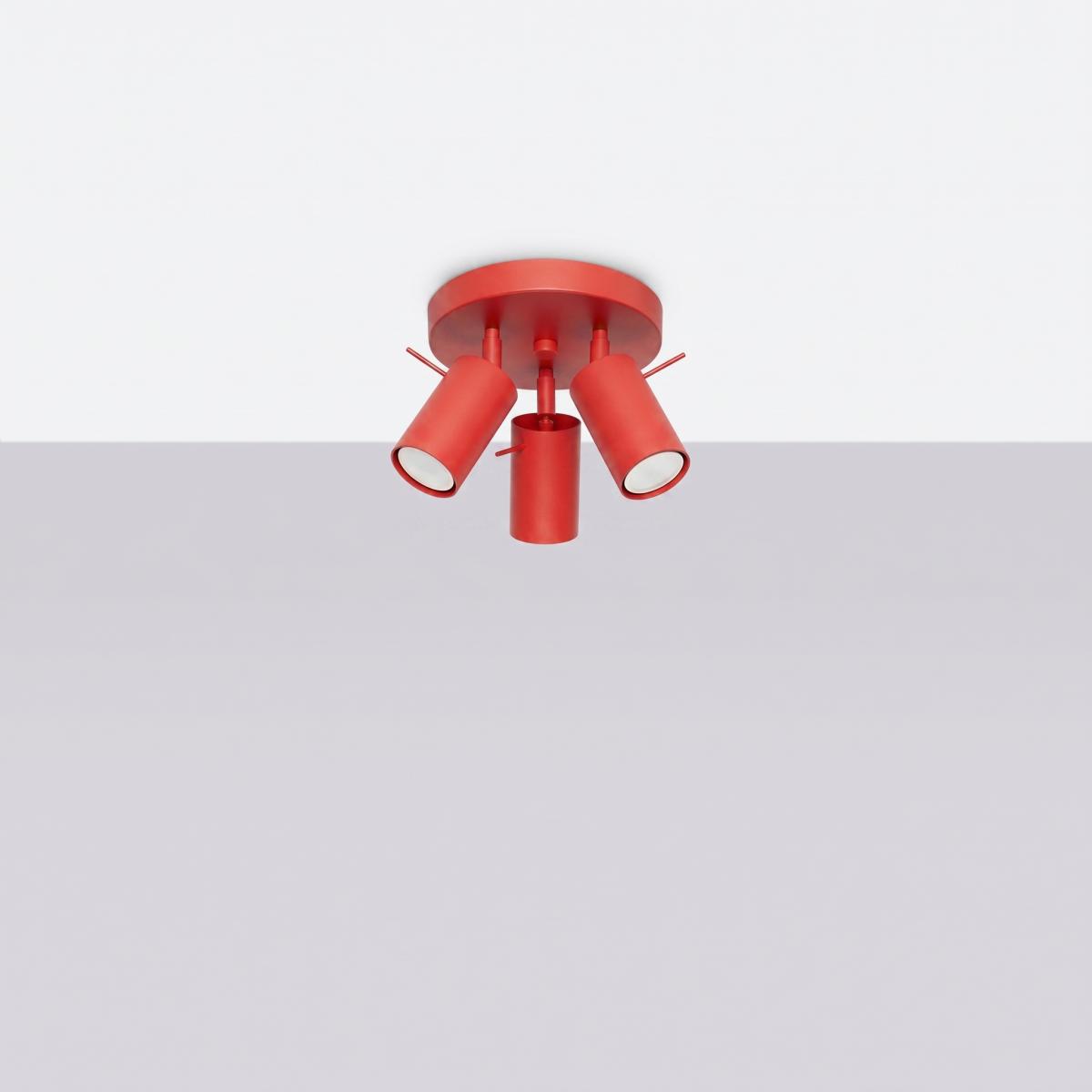 Sollux Plafón RING 3P rojo 