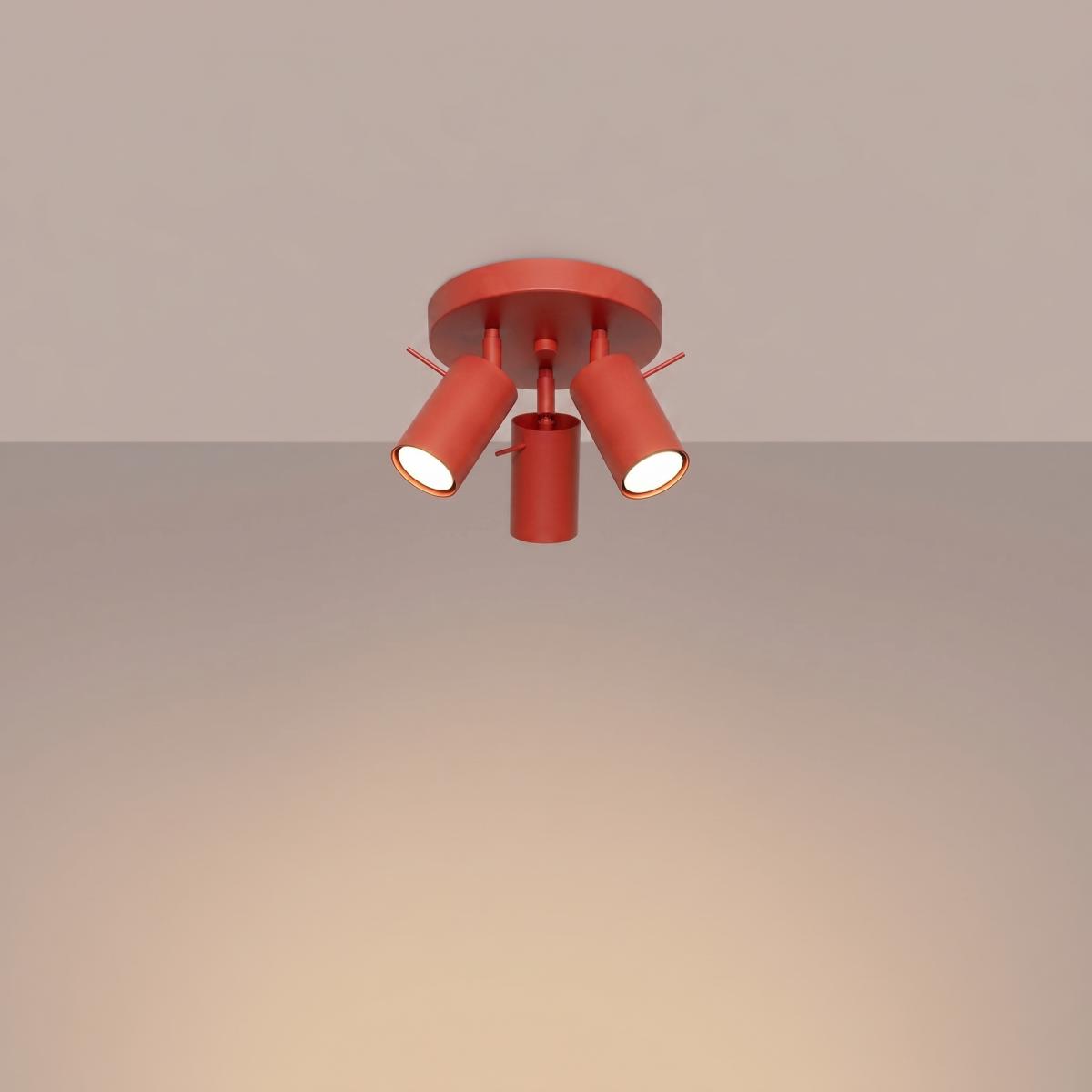 Sollux Plafón RING 3P rojo 