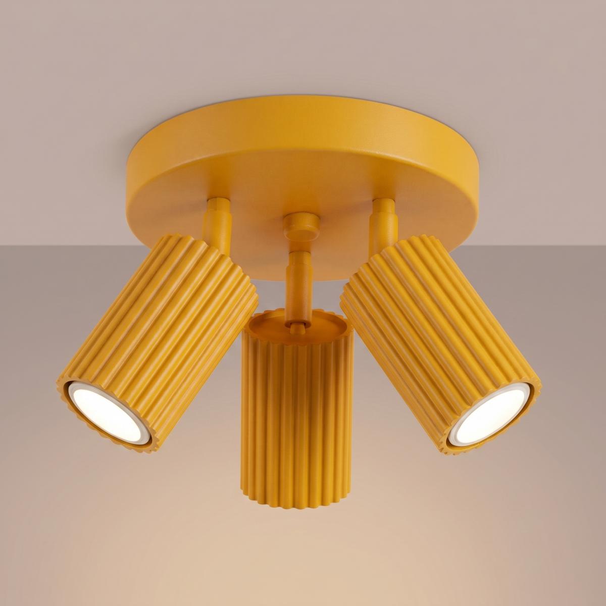 Sollux Plafón KARBON 3P amarillo 