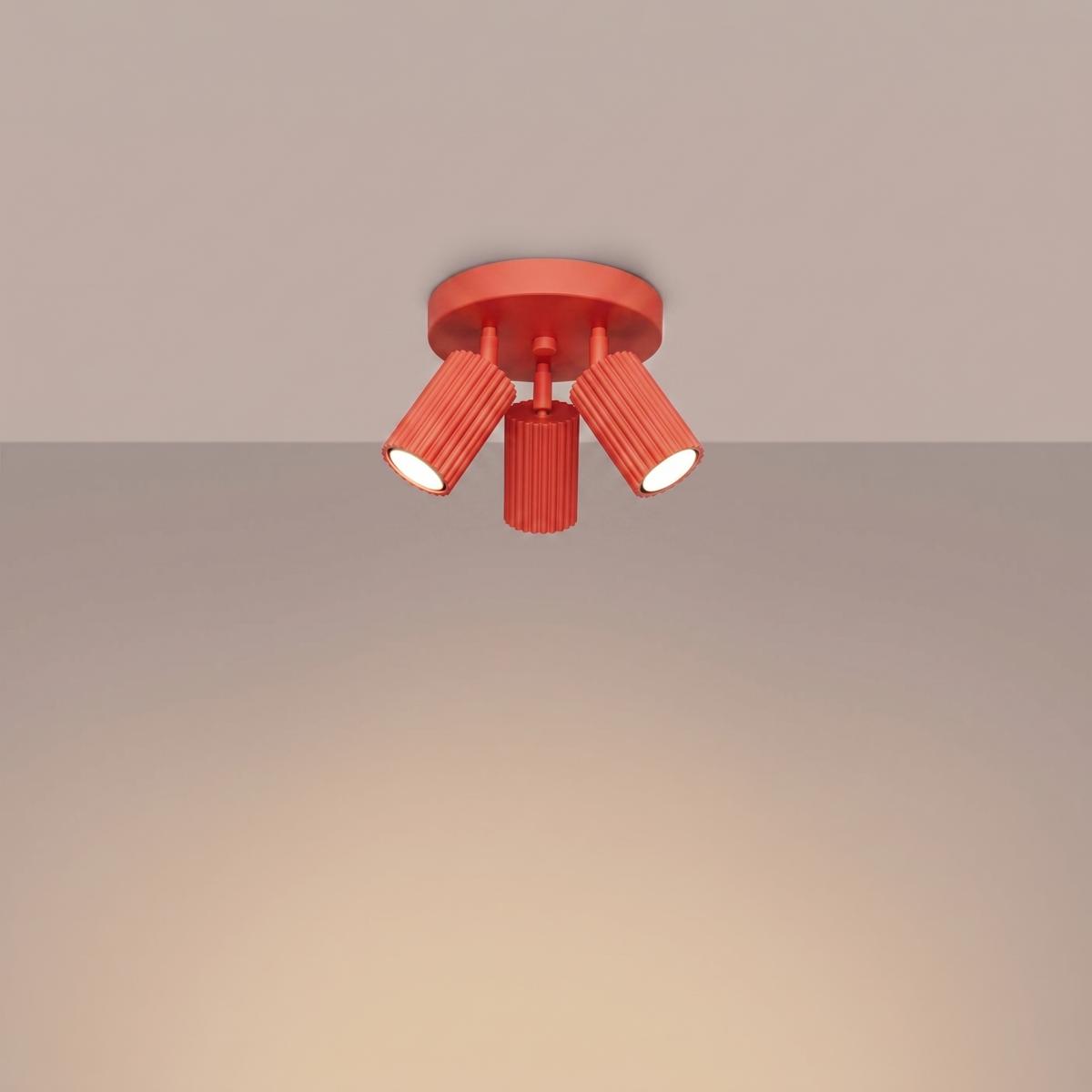 Sollux Plafón KARBON 3P rojo 