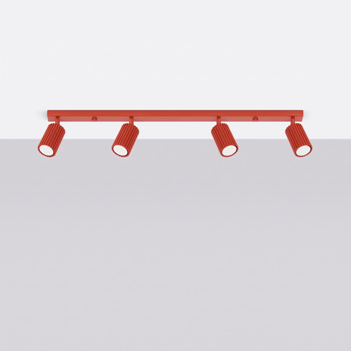 Sollux Plafón KARBON 4L rojo 