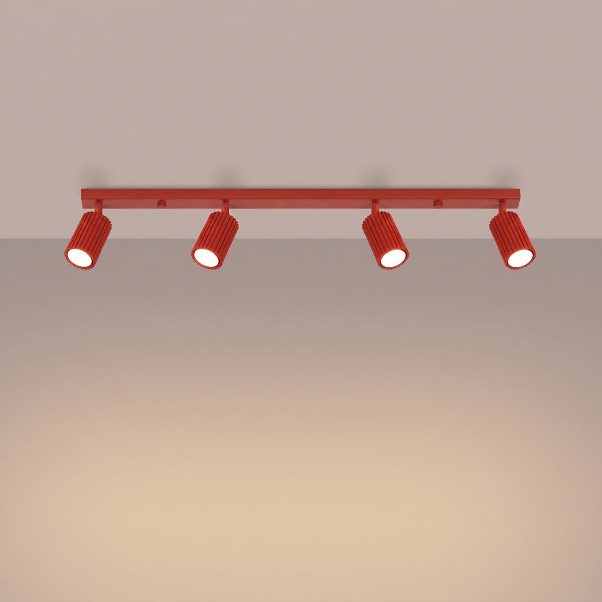 Sollux Plafón KARBON 4L rojo 