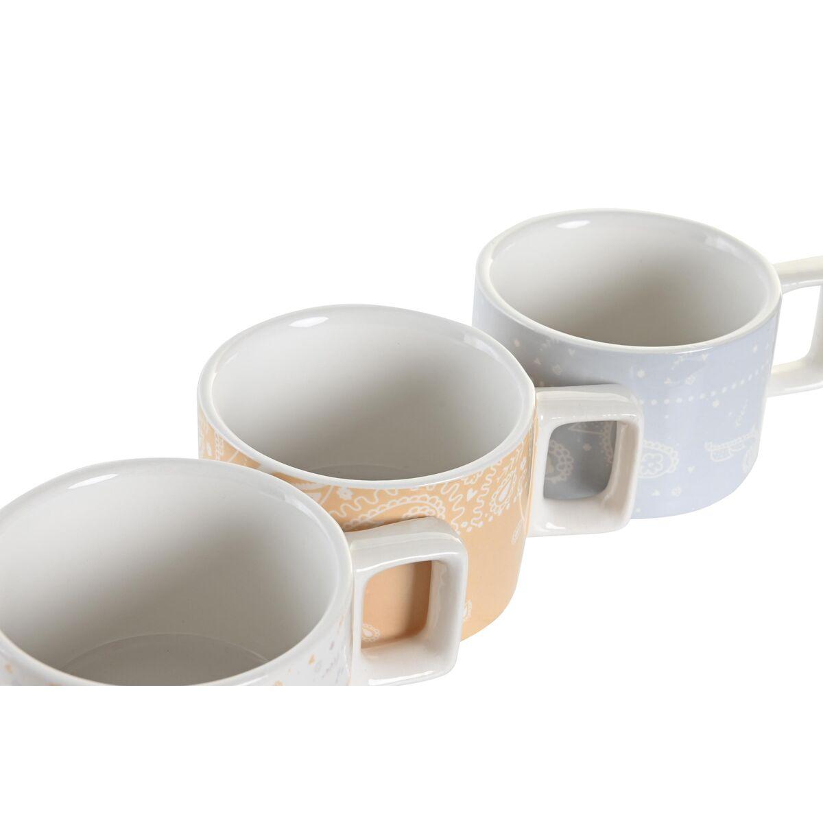 Juego de Tazas de Café DKD Home Decor Amarillo Azul Blanco Rojo Metal Bambú Dolomita 260 ml