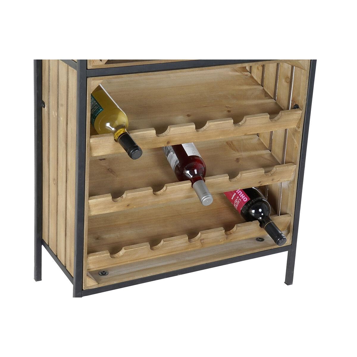 Botellero DKD Home Decor Negro Natural Metal Abeto 60 x 30 x 160 cm