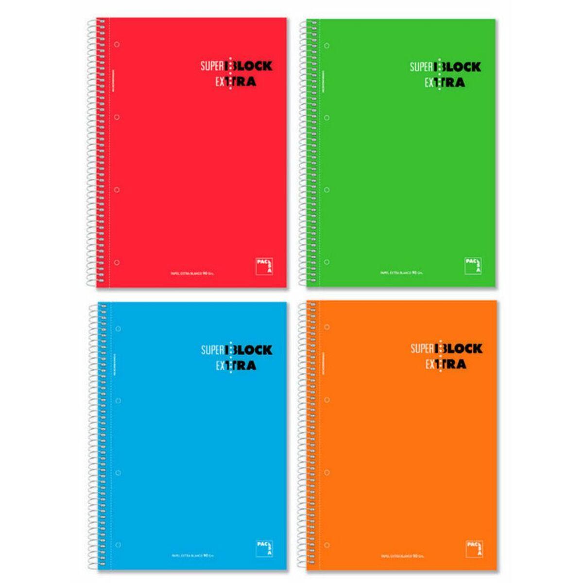 Set de Cuadernos Pacsa Superblock Extra Multicolor A4 120 Hojas 4 Piezas