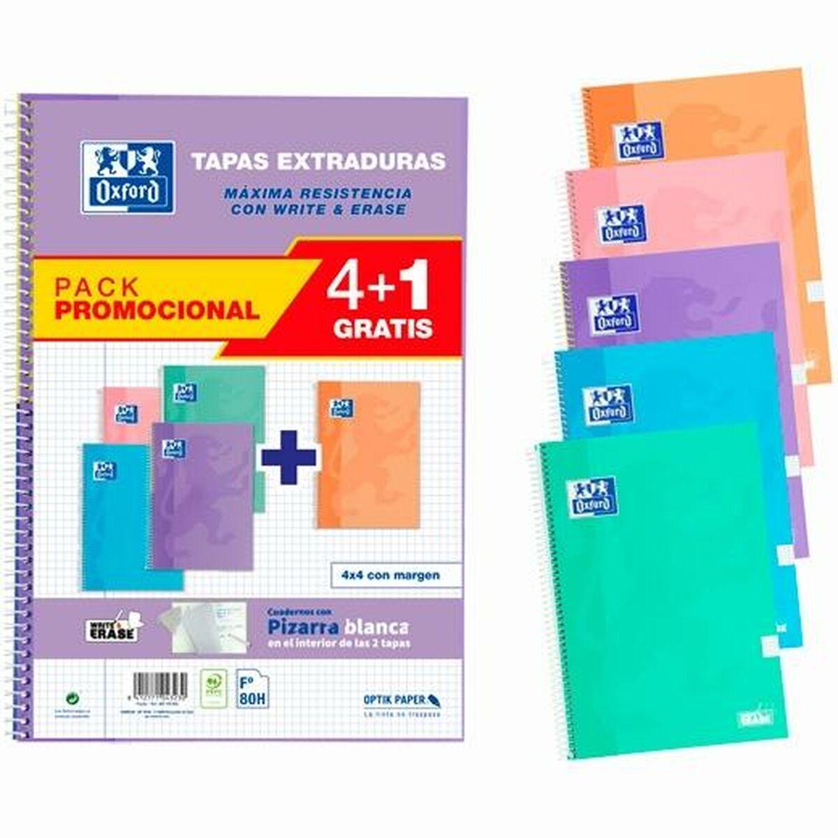 Set de Cuadernos Oxford Write&Erase Multicolor Din A4 80 Hojas 21,5 x 31,5 cm 5 Piezas