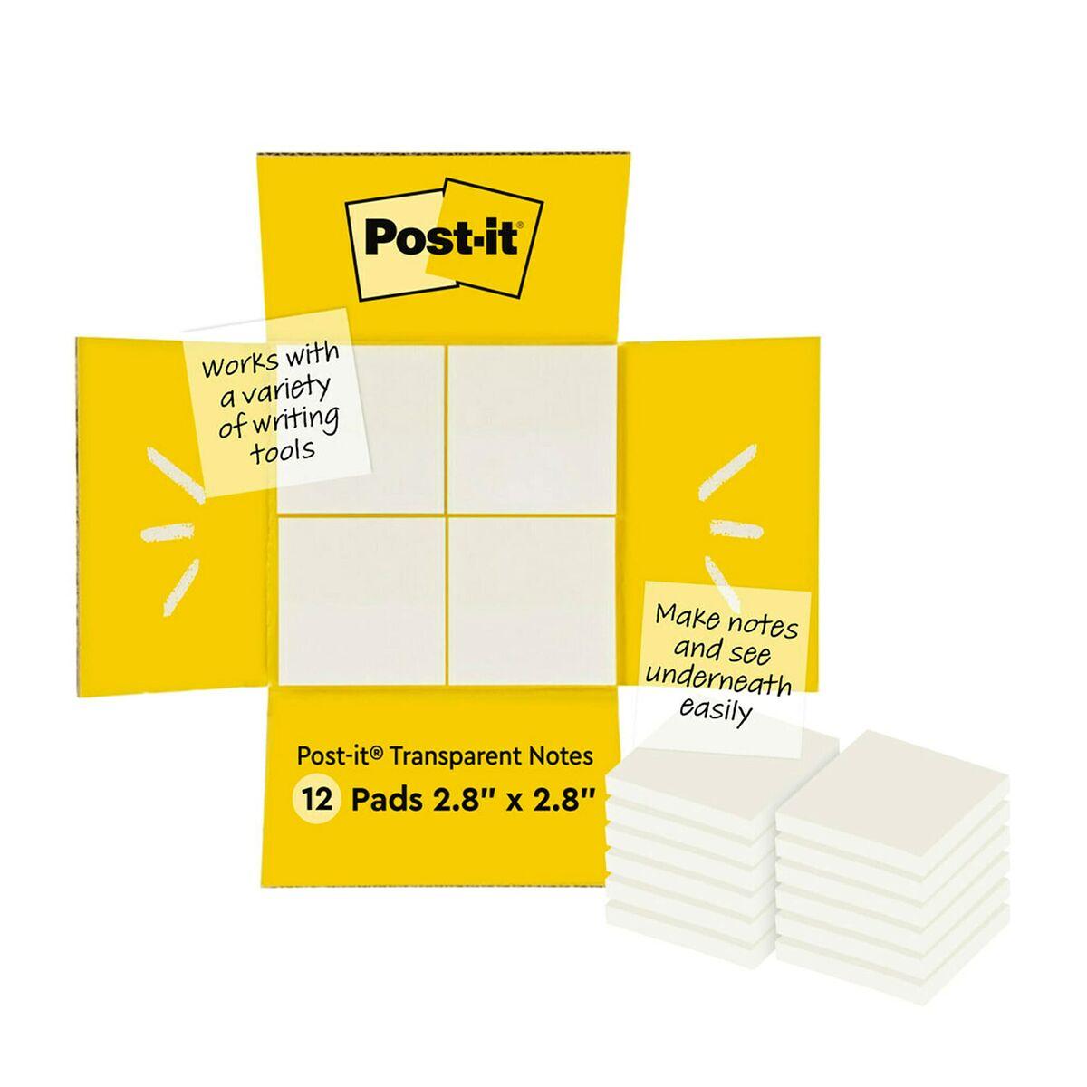 Notas Adhesivas Post-it 600-TRSPT-SIOC Transparente 12 Piezas 73 x 73 mm