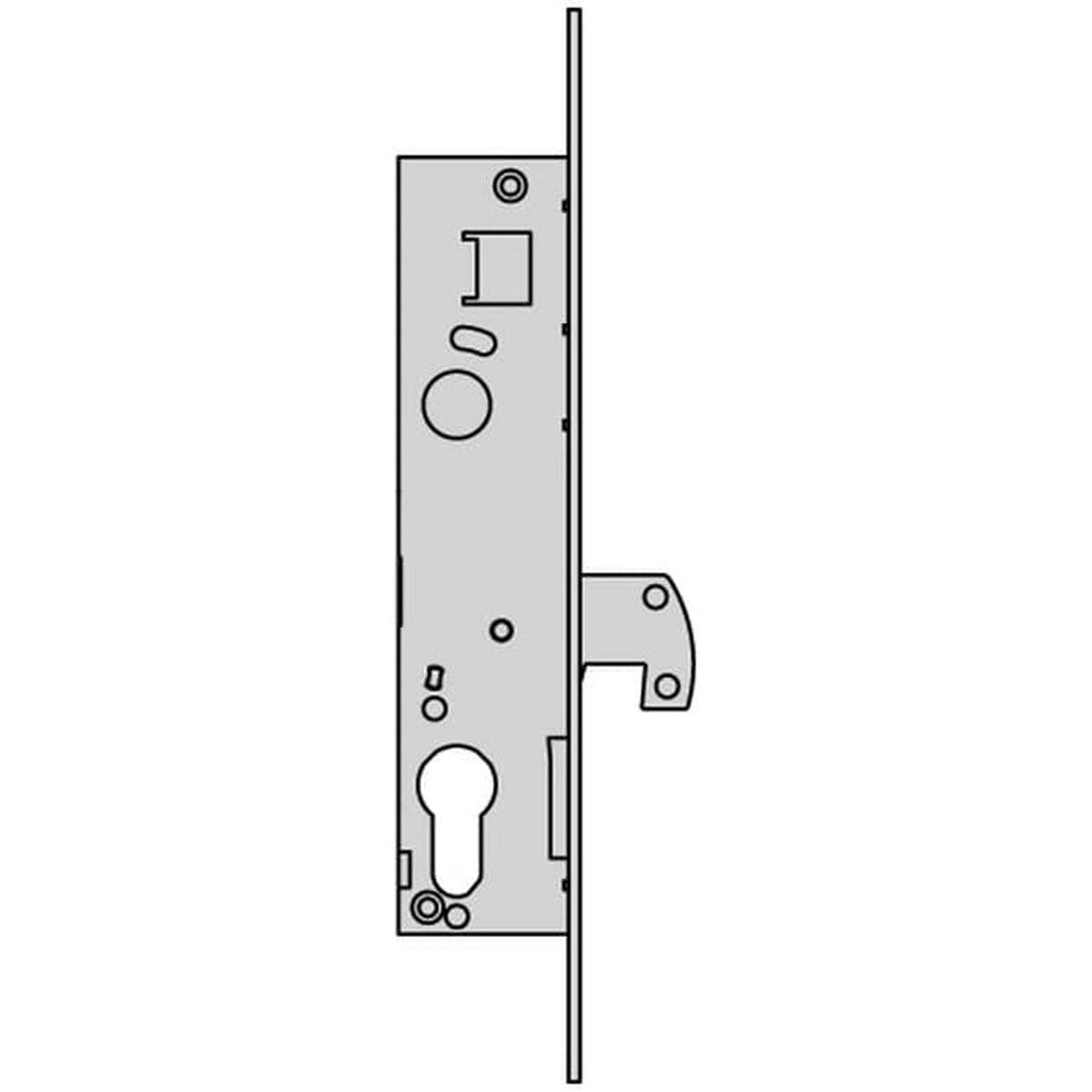 Cerradura de embutir Cisa L4140.20.0  Vertical Europeo Acero Acero Inoxidable