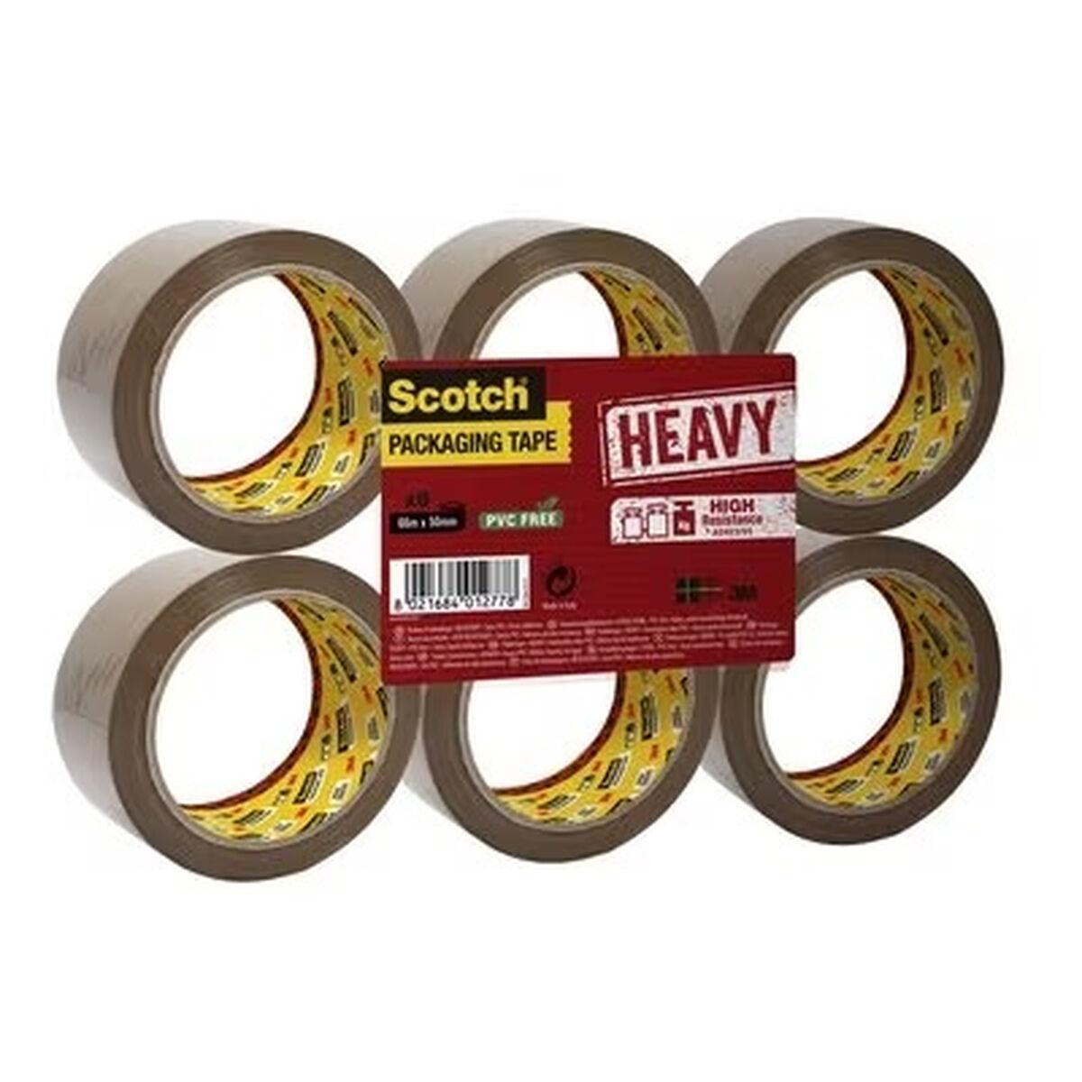 Cinta Adhesiva Scotch Embalaje Marrón 50 mm x 66 m (6 Piezas) (6 Unidades)